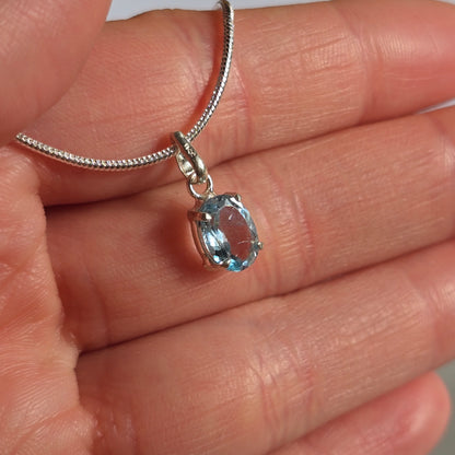Aquamarine - Mini Oval Silver