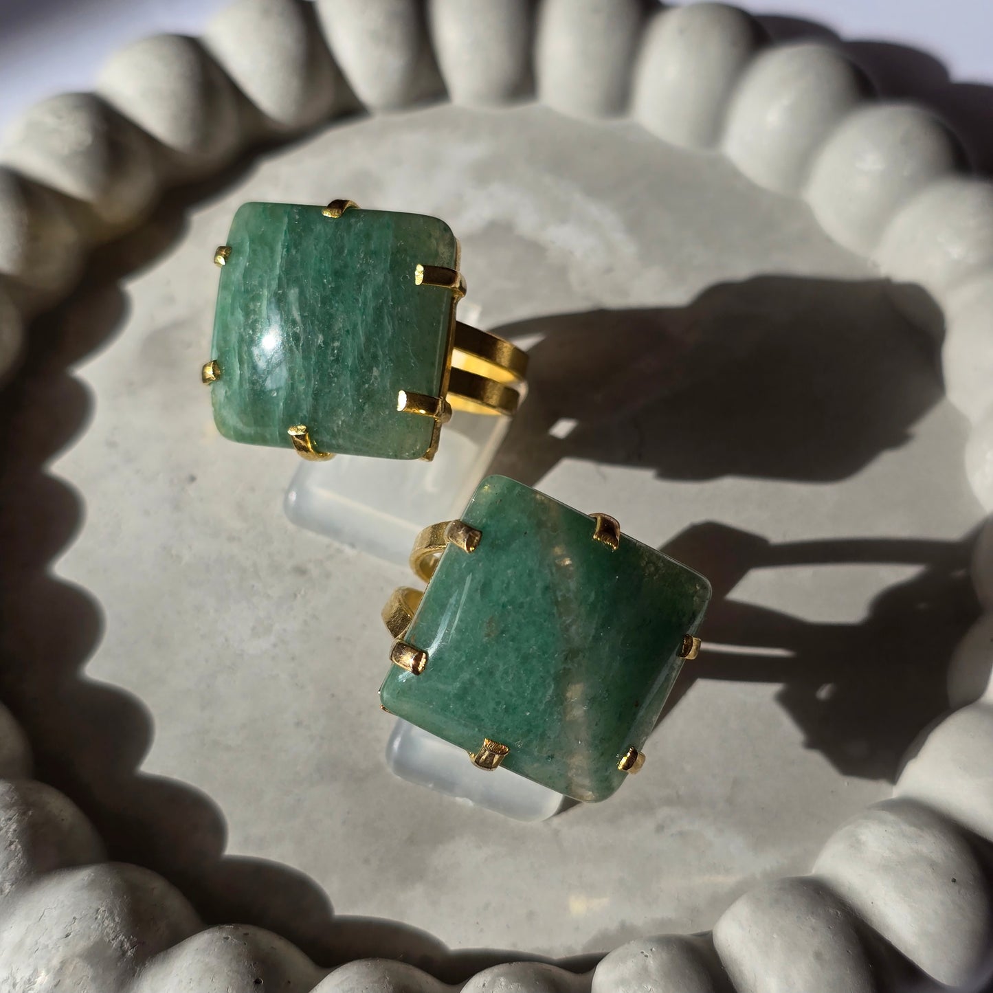 Green Aventurine - L Cube Ring