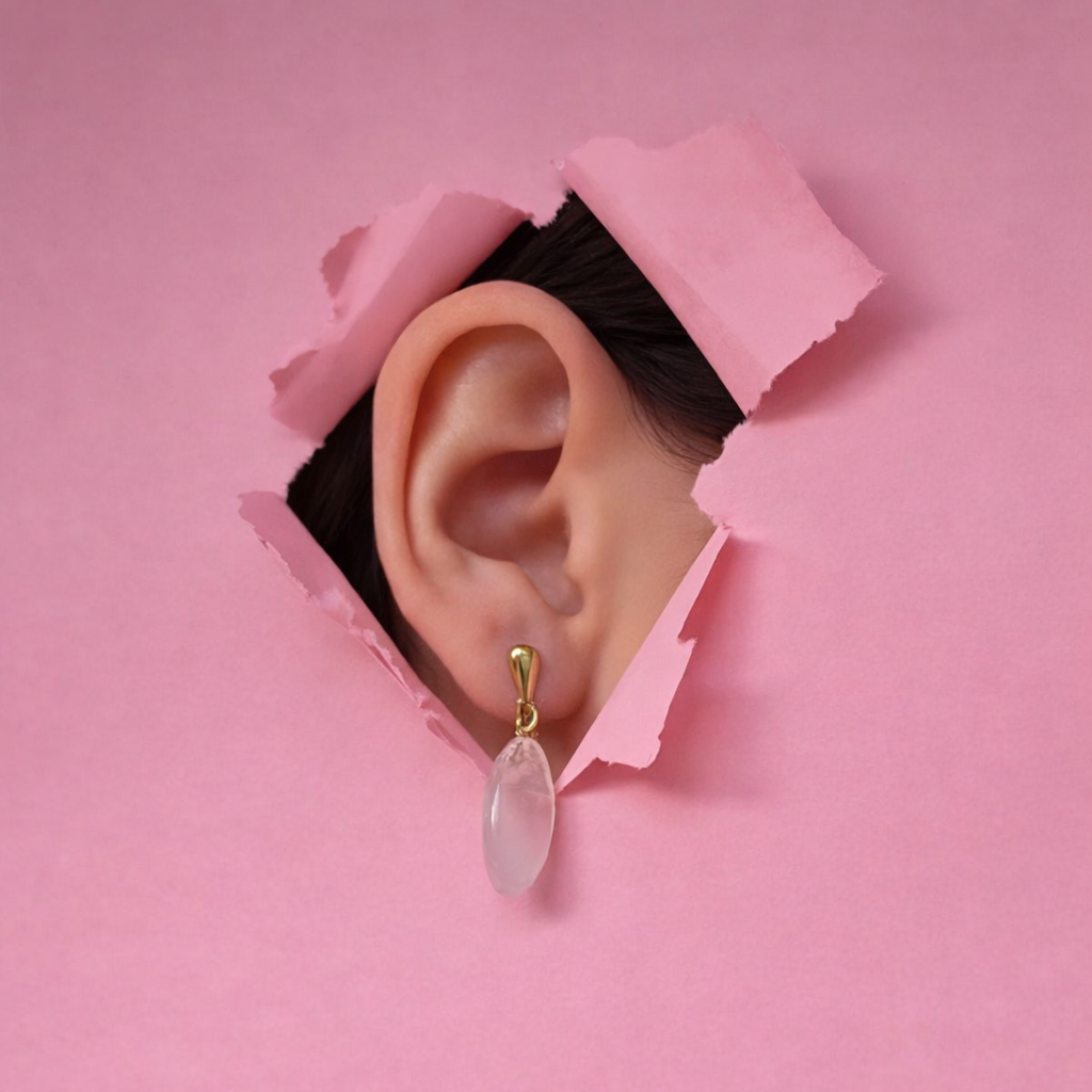 Rose Quartz - Leaf Earrings