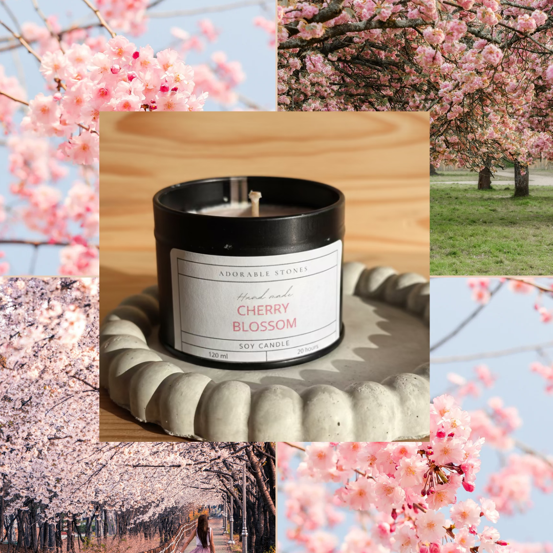 Cherry Blossom - Soy Candle With Crystal