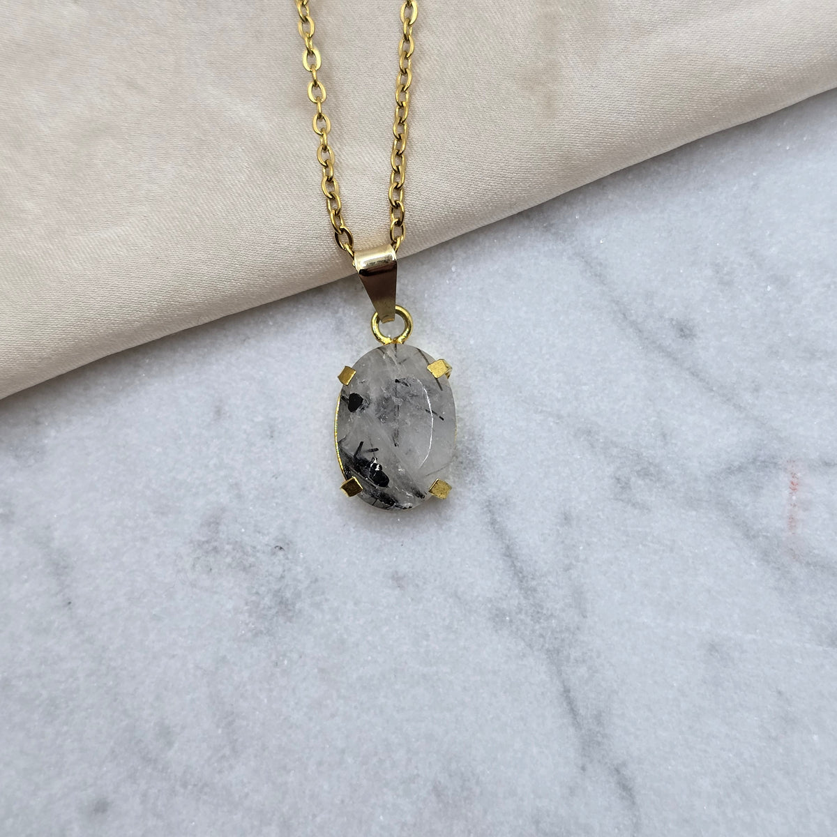 Tourmaline Inclusion - Brushed Oval Chain