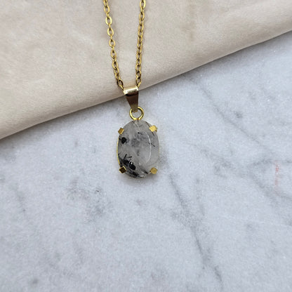 Tourmaline Inclusion - Brushed Oval Chain