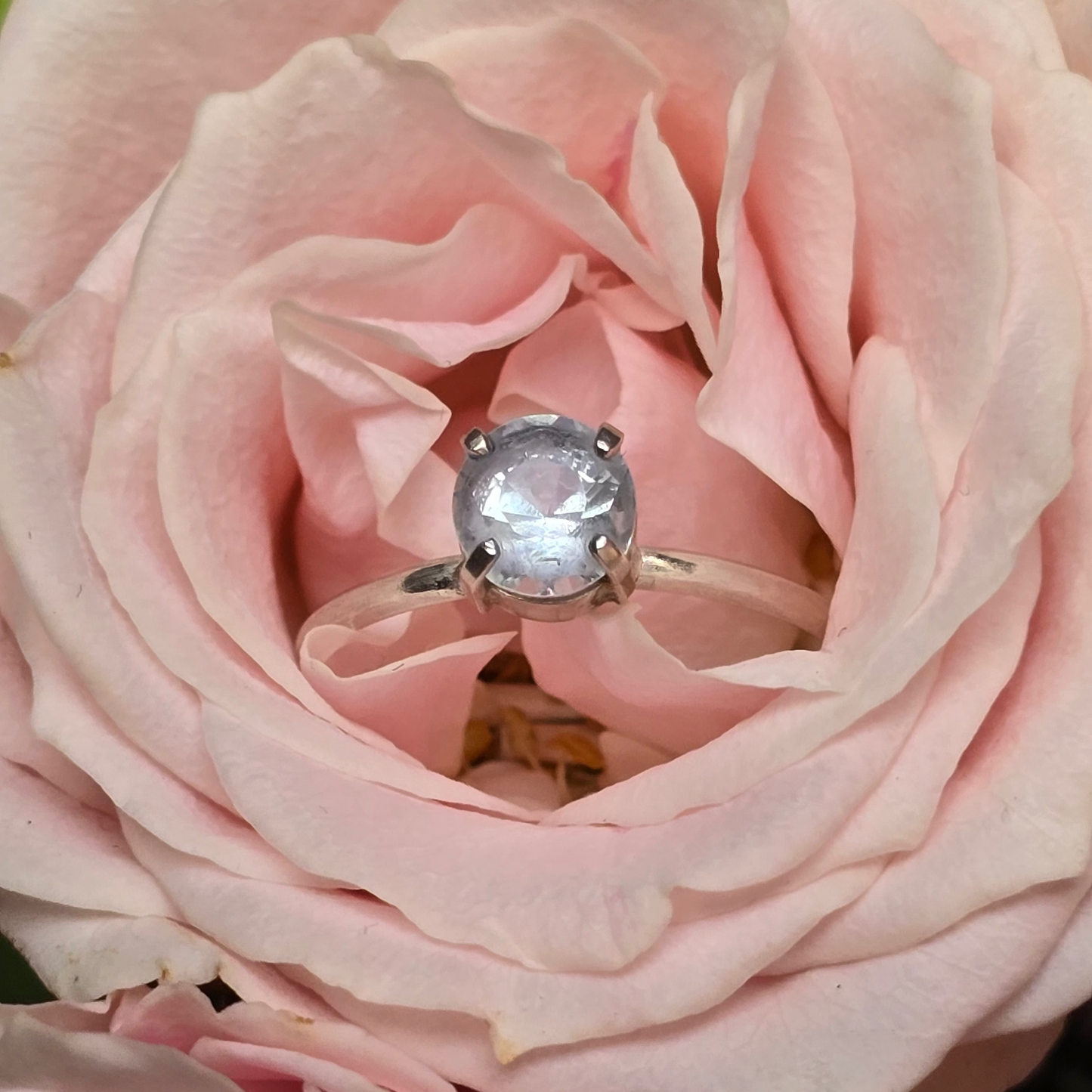 Aquamarine Circle - Silver Ring