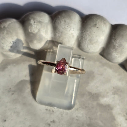 Pink Tourmaline - Silver Teardrop Ring