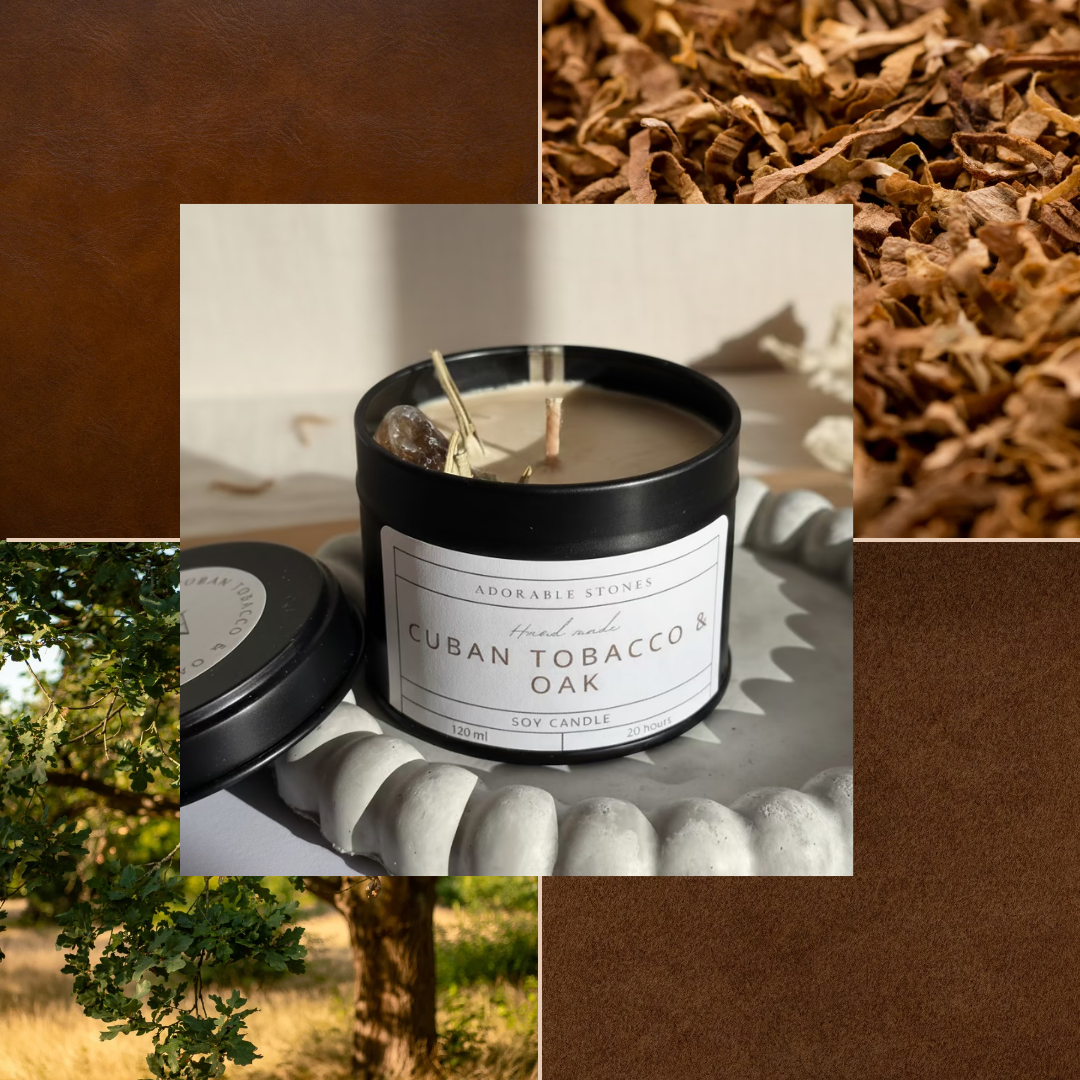 Cuban Tobacco - Soy Candle With Crystal