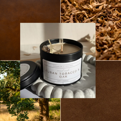 Cuban Tobacco - Soy Candle With Crystal