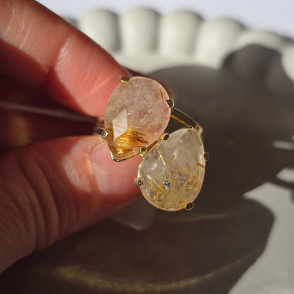 Golden Rutiles - Teardrop Duo Ring