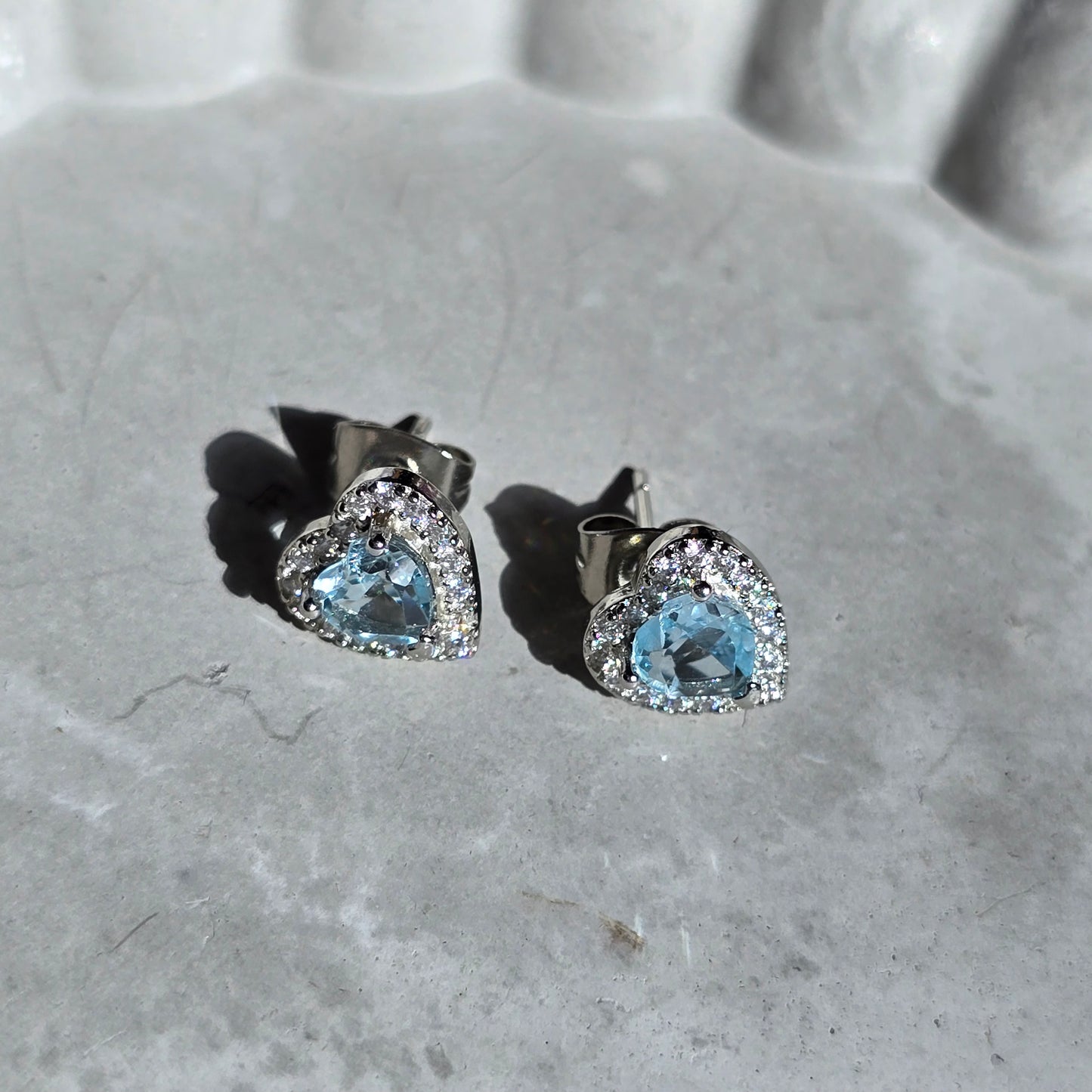 Aquamarine with Zircon - Silver 925 Earrings