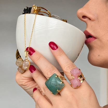 Green Aventurine - L Cube Ring