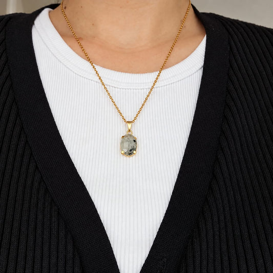 Tourmaline Inclusion - Brushed Oval Chain